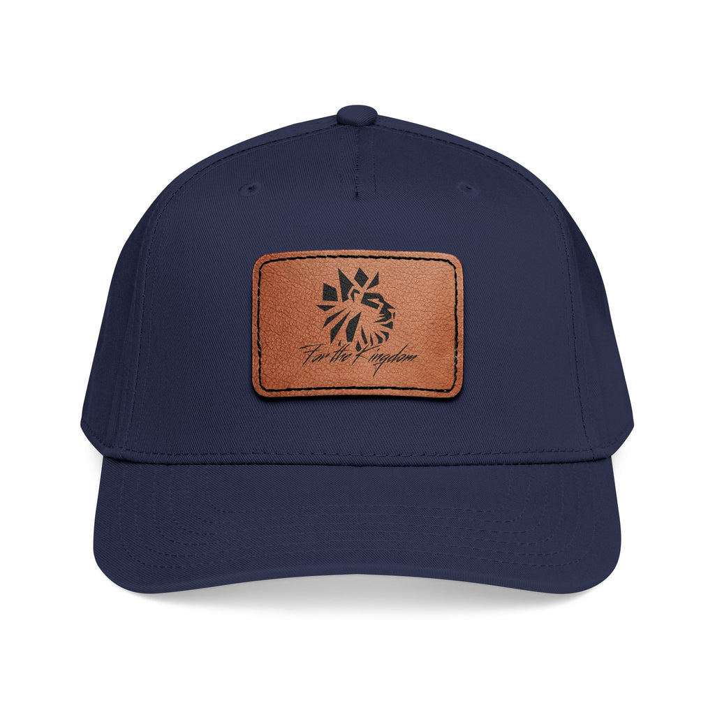 FTK Lion of Judah Leather Patch Baseball Cap — Mid Profile Rustic Outdoor Hat with Rectangle Patch