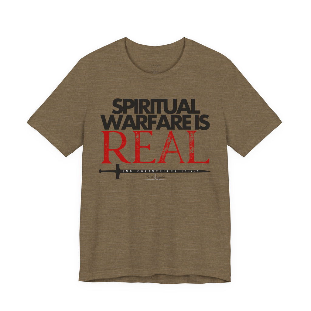 Spiritual Warfare Is Real Dark Palette T-Shirt — Christian Faith Tee with Sword Graphic