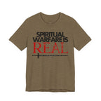 Spiritual Warfare Is Real Dark Palette T-Shirt — Christian Faith Tee with Sword Graphic