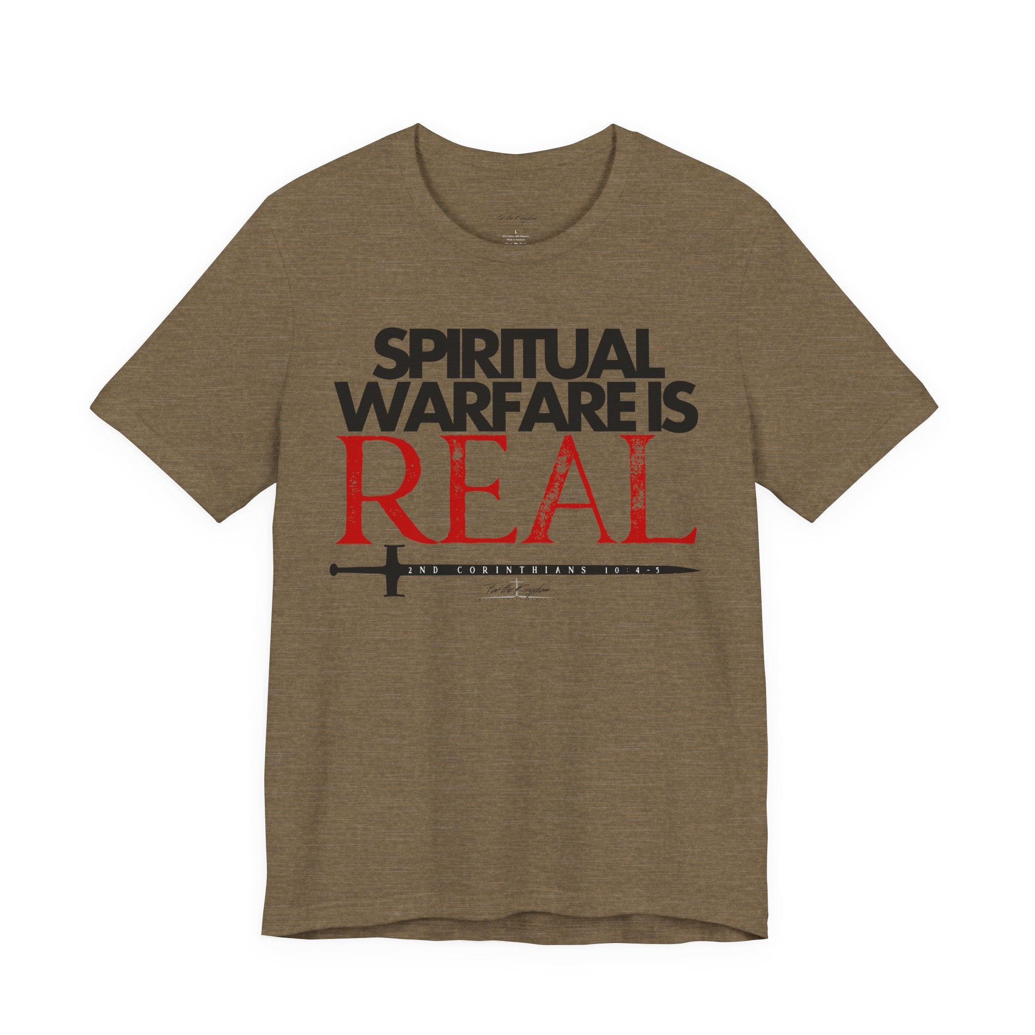 Spiritual Warfare Is Real Dark Palette T-Shirt — Christian Faith Tee with Sword Graphic