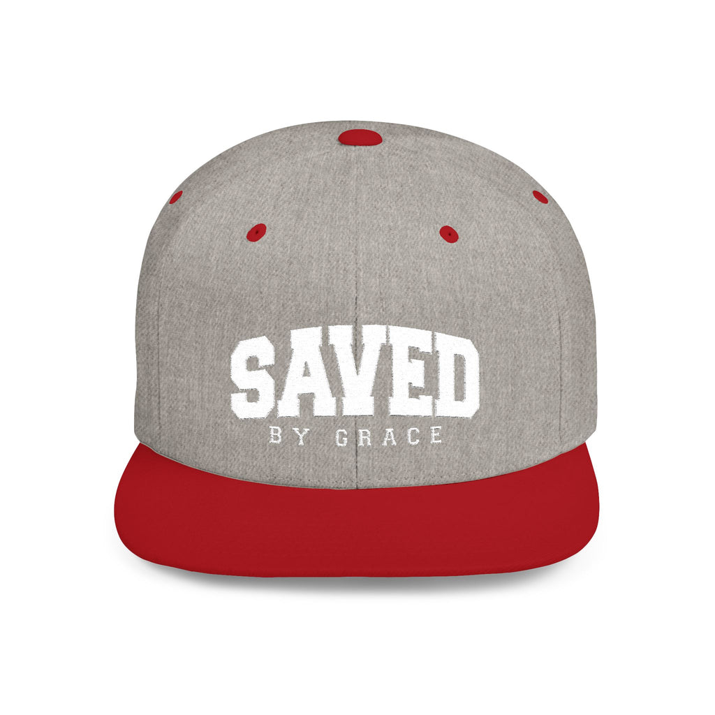 SAVED BY GRACE — Flat Bill Snapback Hat — Bold Faith Statement Cap