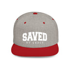 SAVED BY GRACE — Flat Bill Snapback Hat — Bold Faith Statement Cap