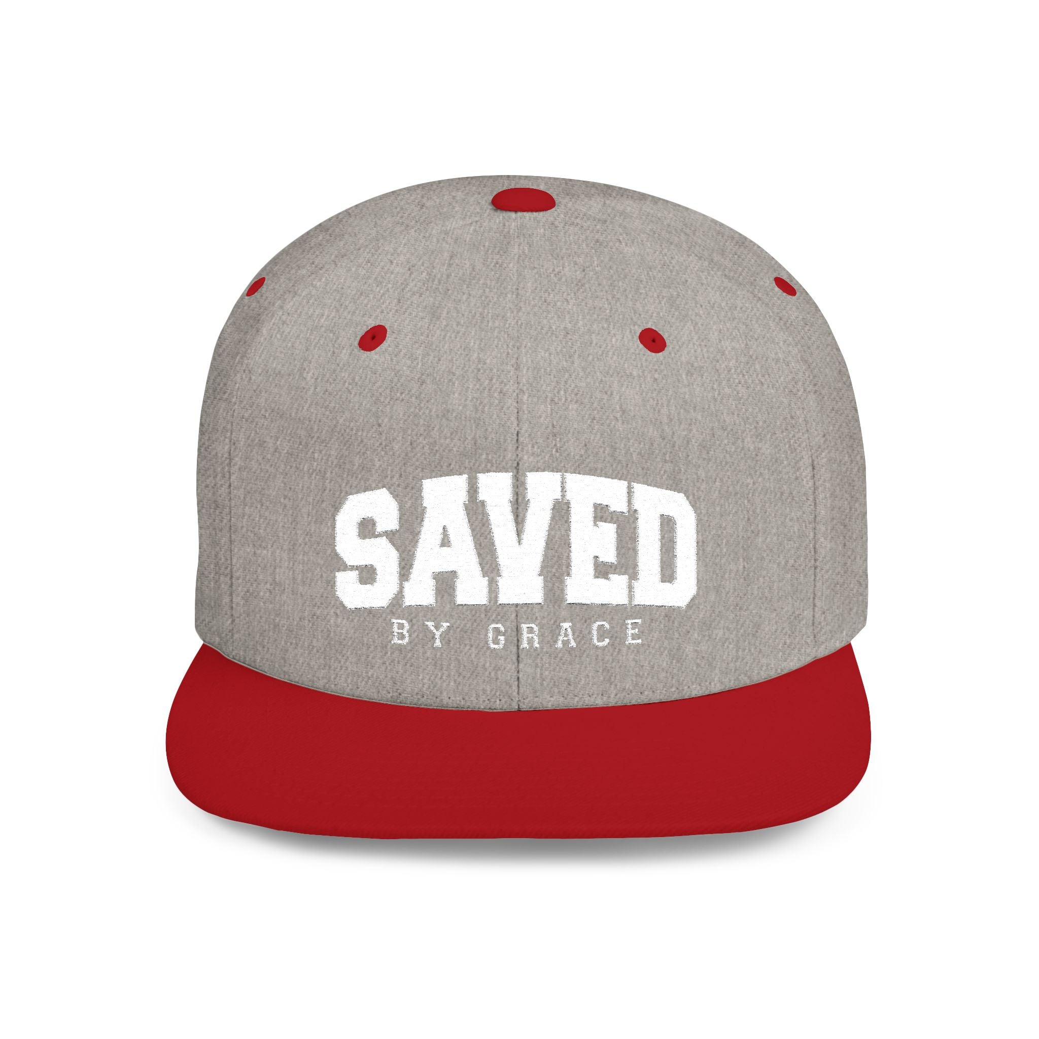 SAVED BY GRACE — Flat Bill Snapback Hat — Bold Faith Statement Cap