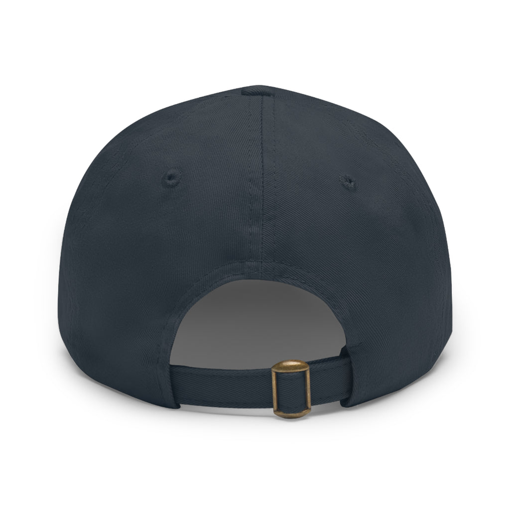 Flame Patch Dad Hat — Leather Round Patch Fire Logo Cap