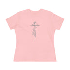Women's Floral Cross Cotton Tee — Delicate Vine Cross Graphic