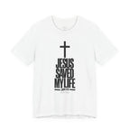 Jesus Saved My Life Dark Pallete Tee — Christian Cross Faith Shirt (John 3:16)