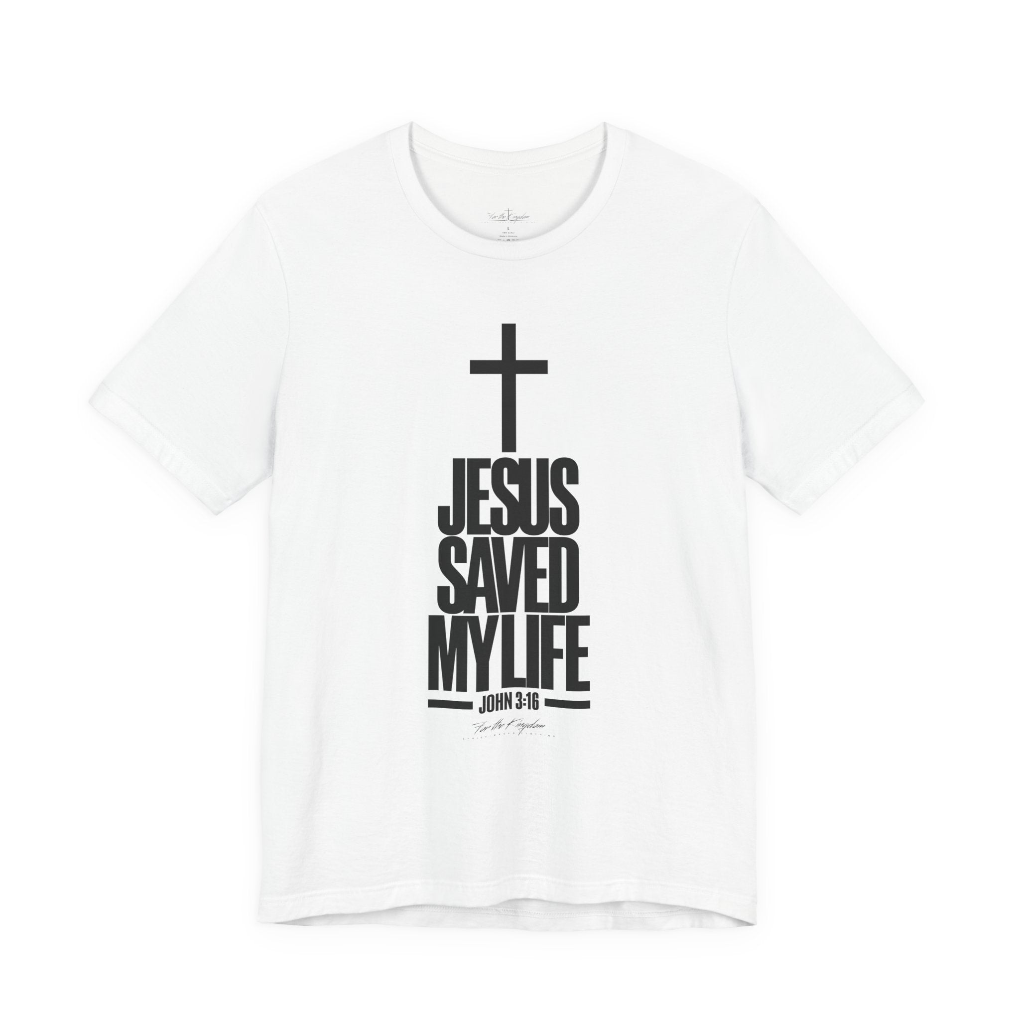 Jesus Saved My Life Dark Pallete Tee — Christian Cross Faith Shirt (John 3:16)