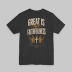 Great Is Thy Faithfulness T-Shirt — Christian Faith Tee with Cross & Crown Design