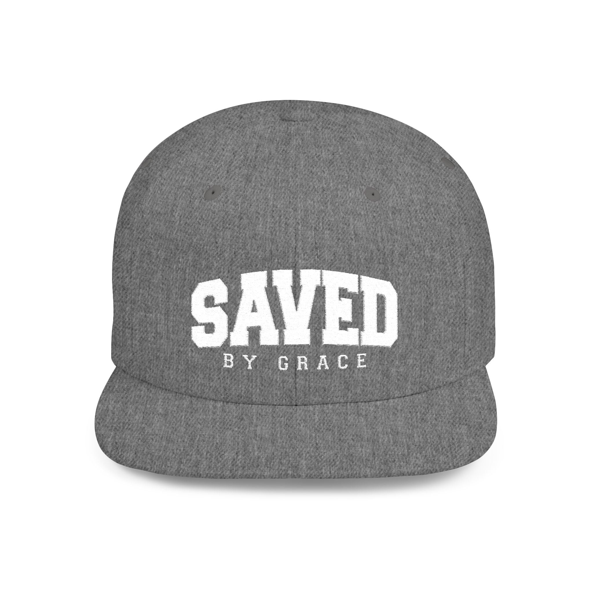 SAVED BY GRACE — Flat Bill Snapback Hat — Bold Faith Statement Cap