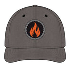 Embroidered Flame Patch Snapback Cap — Trucker Hat with Fire Logo