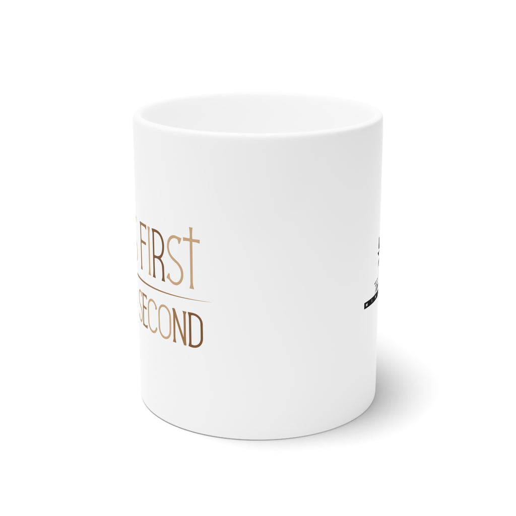 Jesus First, Coffee Second Ceramic Mug — Faith-Inspired Coffee Cup (11oz & 15oz)