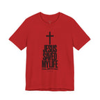 Jesus Saved My Life Dark Pallete Tee — Christian Cross Faith Shirt (John 3:16)