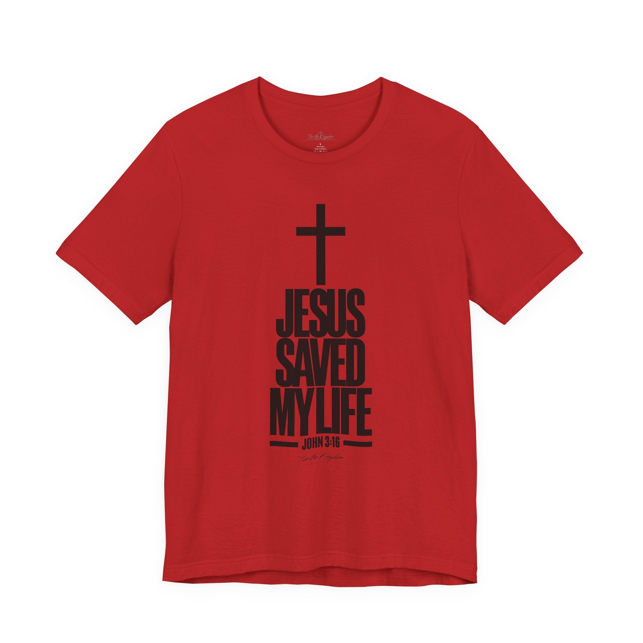 Jesus Saved My Life Dark Pallete Tee — Christian Cross Faith Shirt (John 3:16)