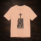 Jesus Saved My Life Dark Pallete Tee — Christian Cross Faith Shirt (John 3:16)