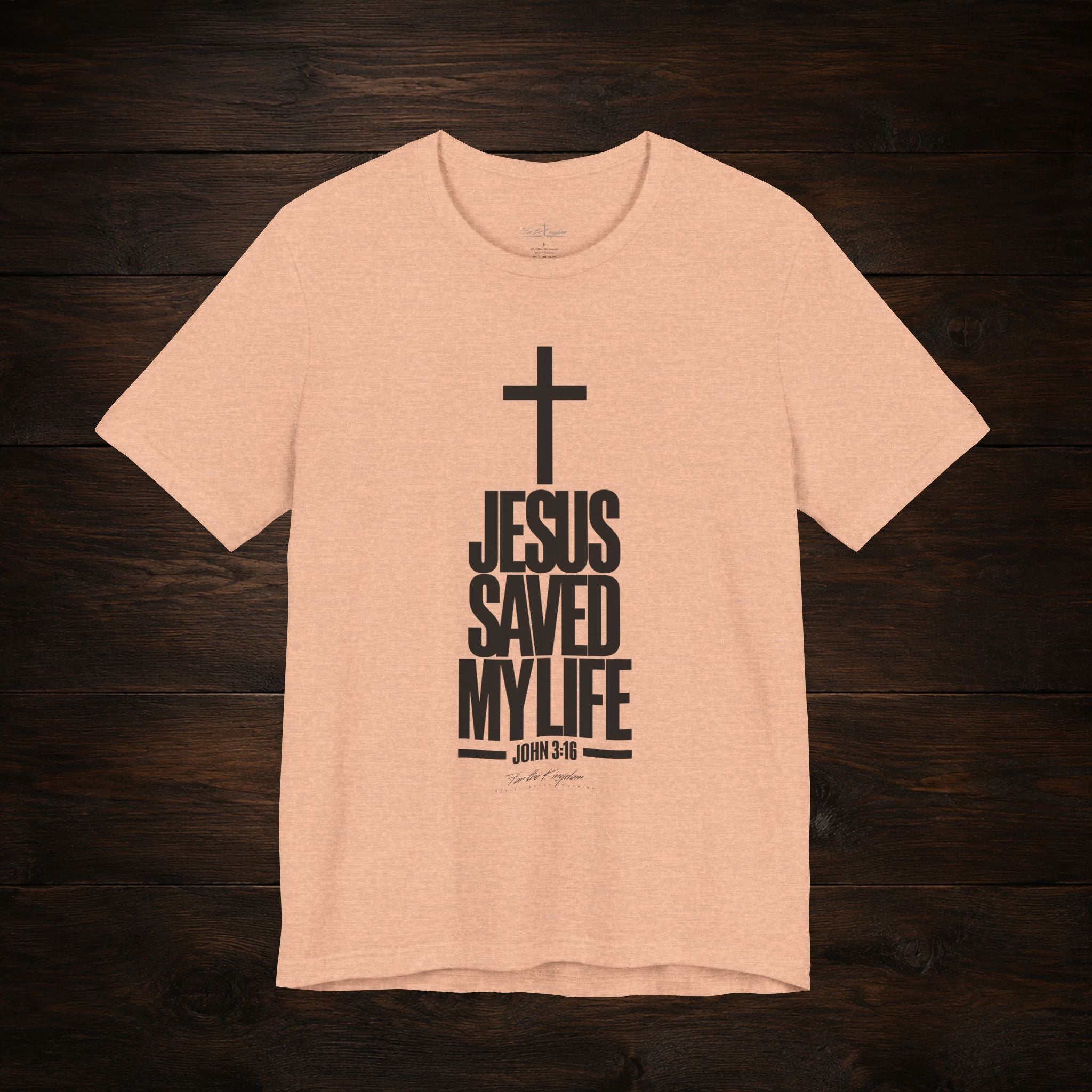 Jesus Saved My Life Dark Pallete Tee — Christian Cross Faith Shirt (John 3:16)