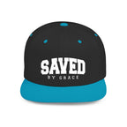 SAVED BY GRACE — Flat Bill Snapback Hat — Bold Faith Statement Cap