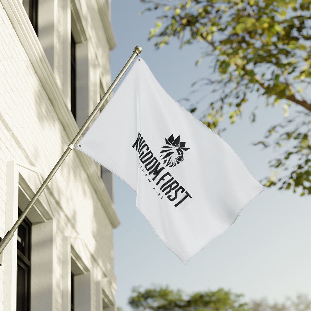 Kingdom First Double-Sided Flag — Matthew 6:33 Inspirational Church Banner