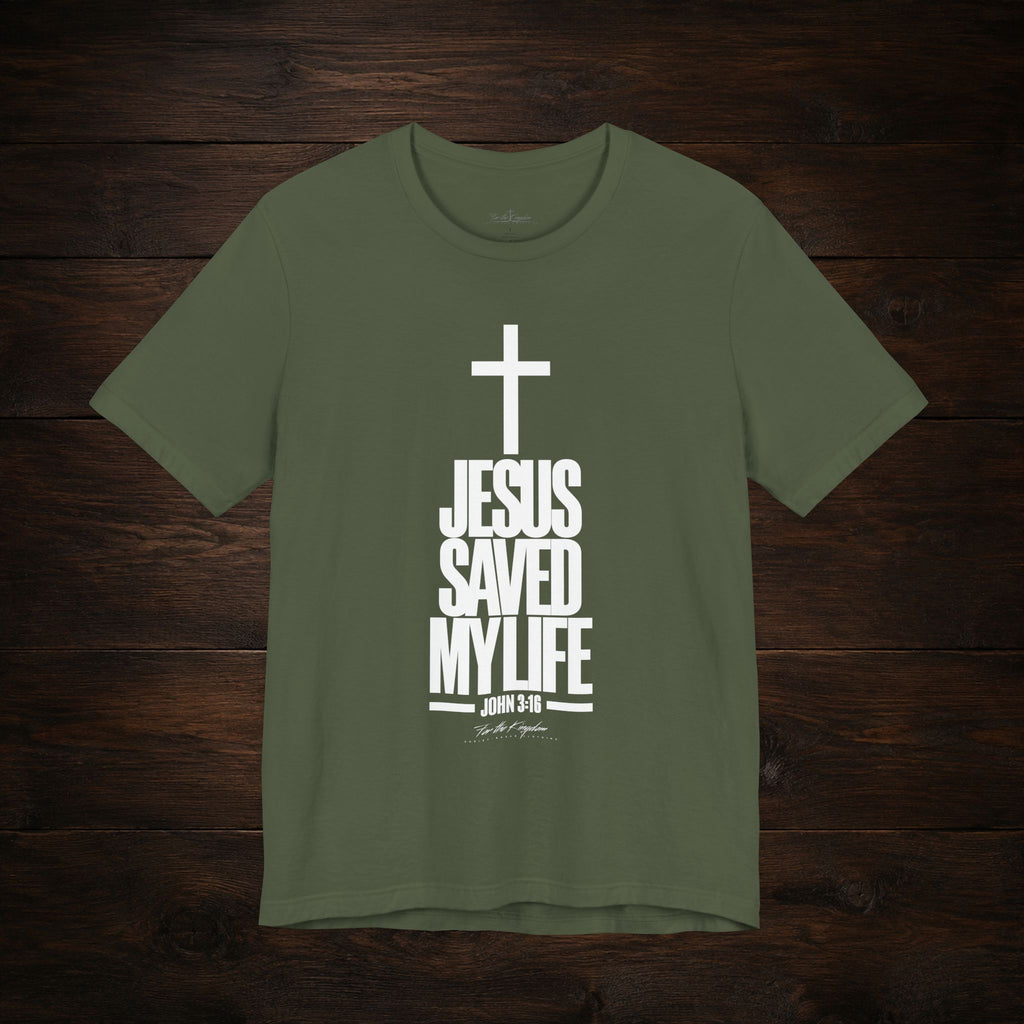 Jesus Saved My Life Light Pallete Tee — Christian Cross Faith Shirt (John 3:16)