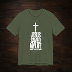Jesus Saved My Life Light Pallete Tee — Christian Cross Faith Shirt (John 3:16)