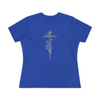 Women's Floral Cross Cotton Tee — Delicate Vine Cross Graphic