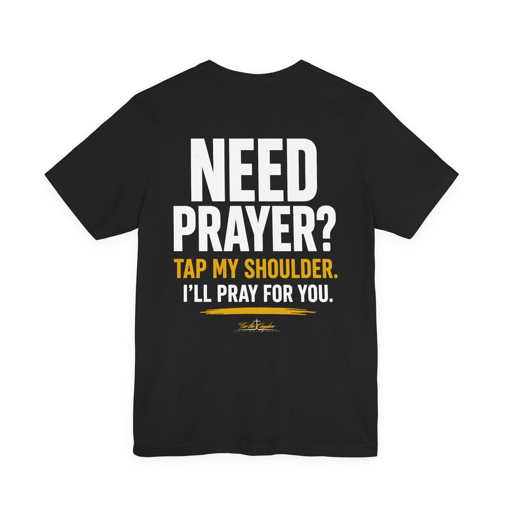 Golden Tap My Shoulder Tee — Christian Cross Short Sleeve T-Shirt
