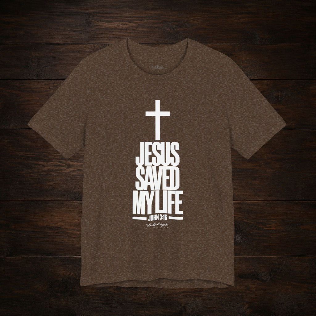 Jesus Saved My Life Light Pallete Tee — Christian Cross Faith Shirt (John 3:16)