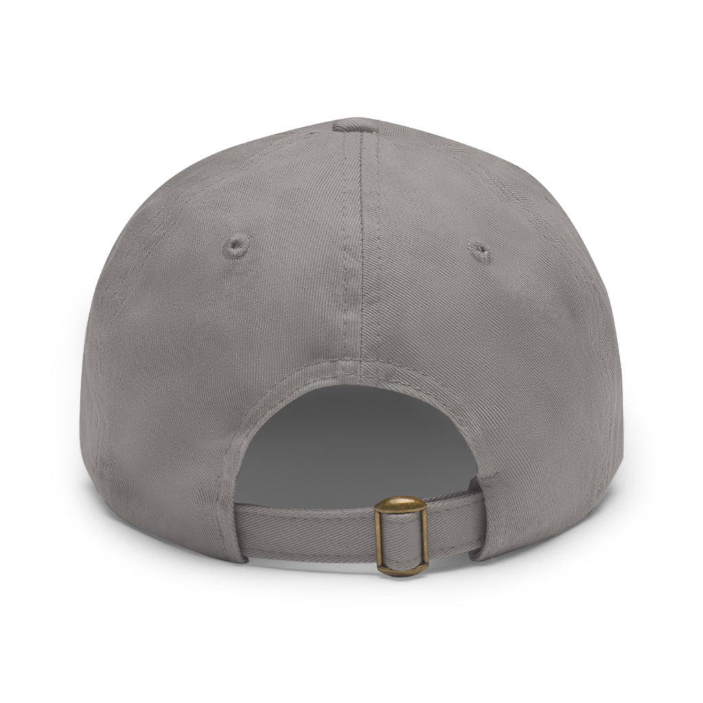 Flame Patch Dad Hat — Leather Round Patch Fire Logo Cap