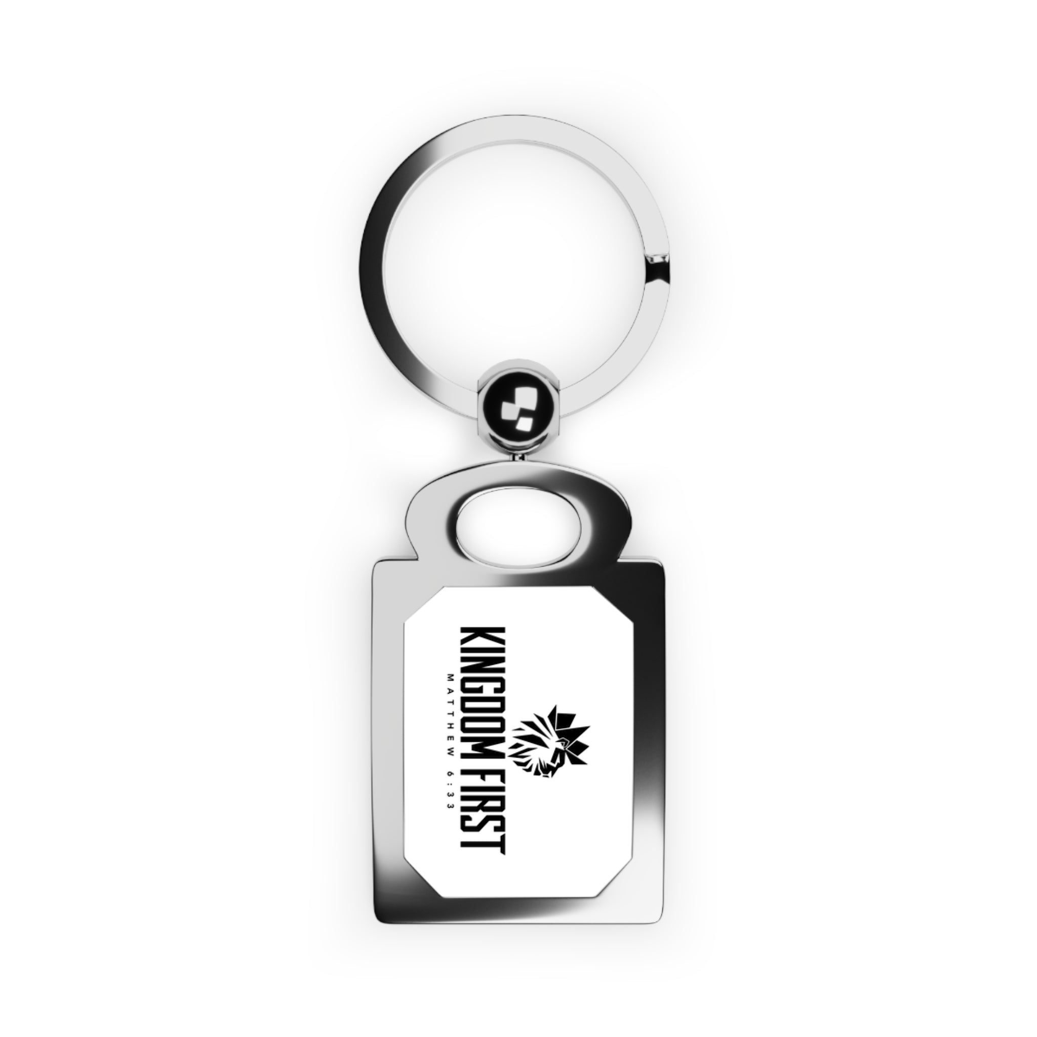 Rectangle Keyring — 'Kingdom First' Engraved Metal Photo Keychain