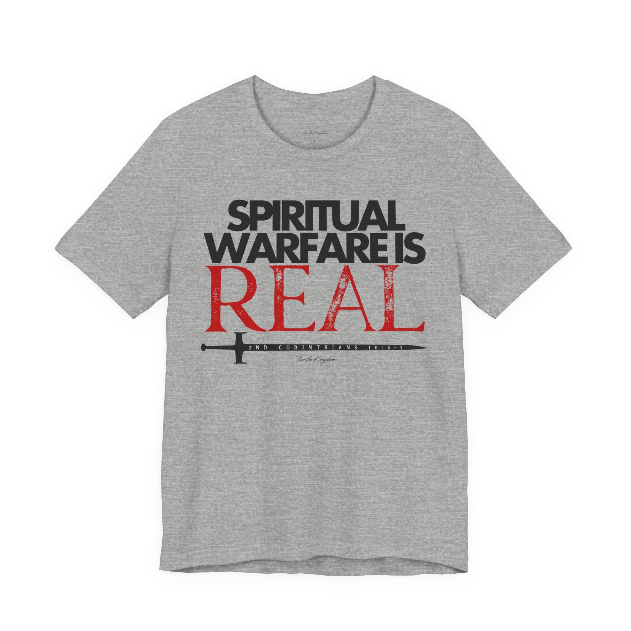 Spiritual Warfare Is Real Dark Palette T-Shirt — Christian Faith Tee with Sword Graphic