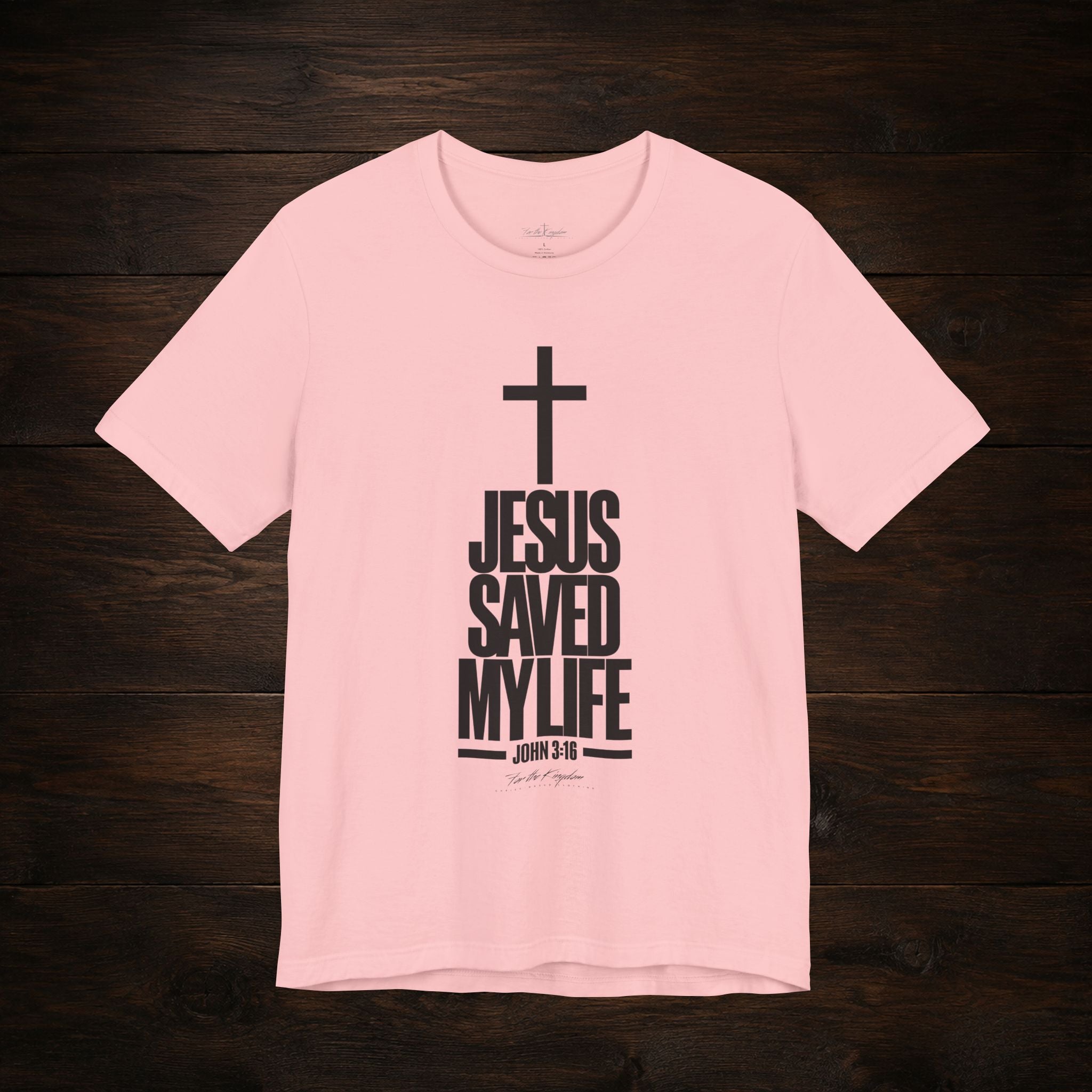 Jesus Saved My Life Dark Pallete Tee — Christian Cross Faith Shirt (John 3:16)