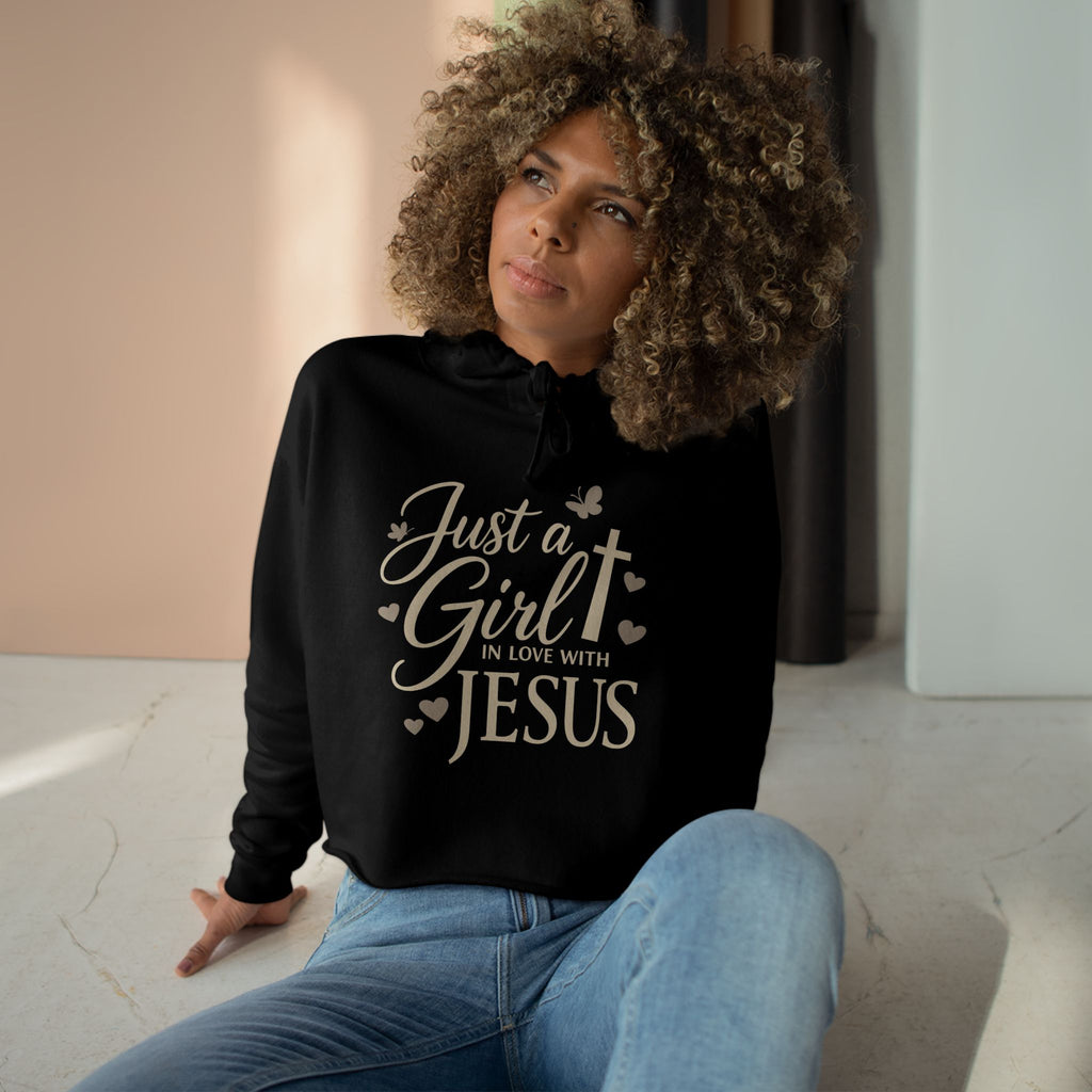 Just a Girl in Love with Jesus - Christian Crop Hoodie