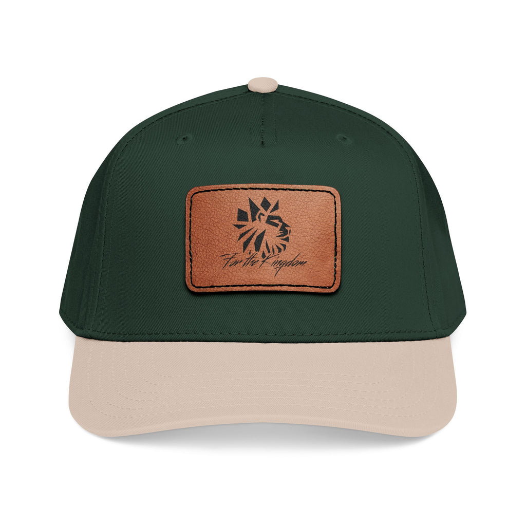 FTK Lion of Judah Leather Patch Baseball Cap — Mid Profile Rustic Outdoor Hat with Rectangle Patch