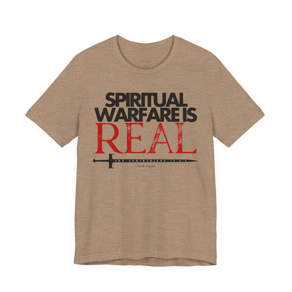 Spiritual Warfare Is Real Dark Palette T-Shirt — Christian Faith Tee with Sword Graphic