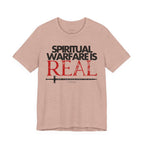 Spiritual Warfare Is Real Dark Palette T-Shirt — Christian Faith Tee with Sword Graphic