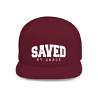 SAVED BY GRACE — Flat Bill Snapback Hat — Bold Faith Statement Cap
