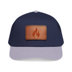 Leather Patch Flame Baseball Cap — Mid Profile Adjustable Hat