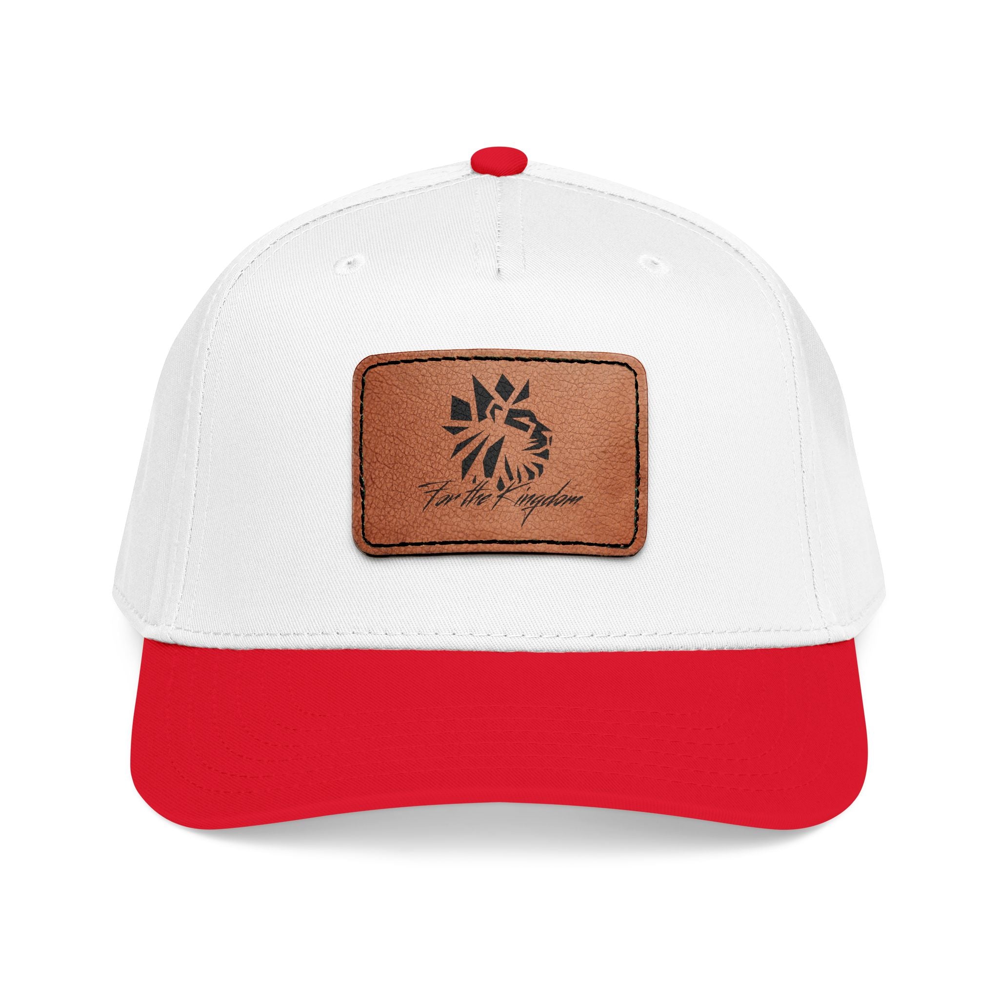 FTK Lion of Judah Leather Patch Baseball Cap — Mid Profile Rustic Outdoor Hat with Rectangle Patch