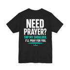 Paradise Blue Tap My Shoulder Tee — Christian Cross Short Sleeve T-Shirt