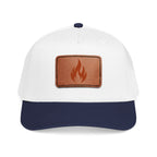 Leather Patch Flame Baseball Cap — Mid Profile Adjustable Hat