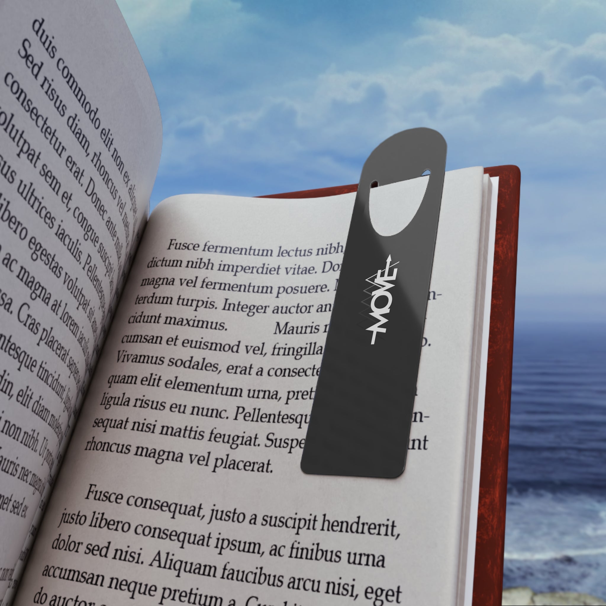 Move Arrow Metal Bookmark — Minimalist Black Stainless Steel Page Marker
