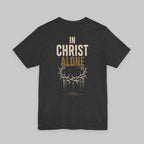 In Christ Alone T-Shirt — Christian Cross & Crown of Thorns Faith Tee