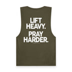 Lift Heavy Pray Harder Tank — Gym Workout Fitness Motivation