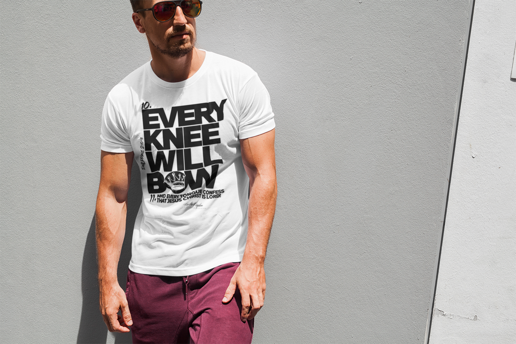 Every Knee Will Bow Dark Palette Tee — Christian Faith Graphic T-Shirt