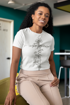 Women's Floral Cross Cotton Tee — Delicate Vine Cross Graphic