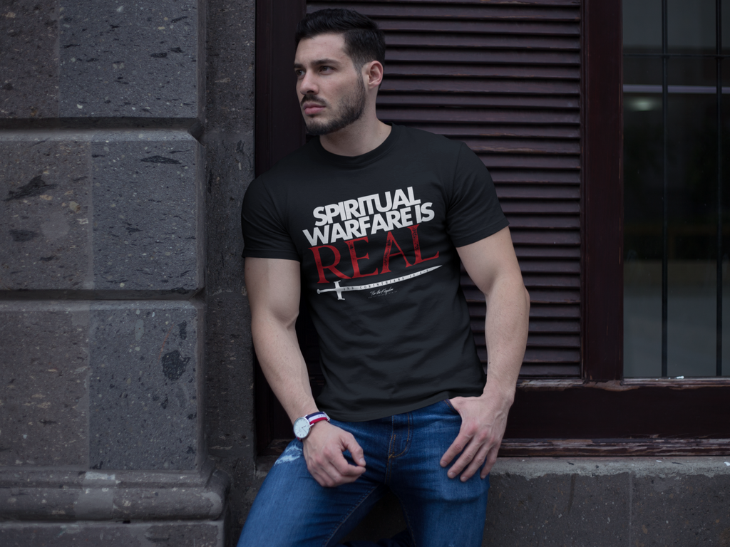 Spiritual Warfare Is Real Light Palette T-Shirt — Christian Faith Tee with Sword Graphic