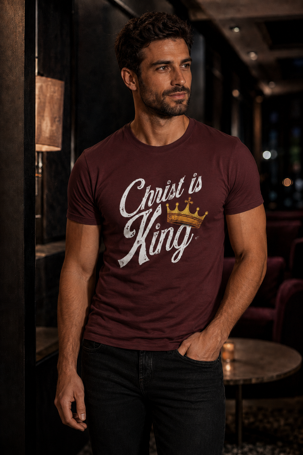 Christ Is King Tee Light Pallete — Christian Faith Shirt with Crown Graphic