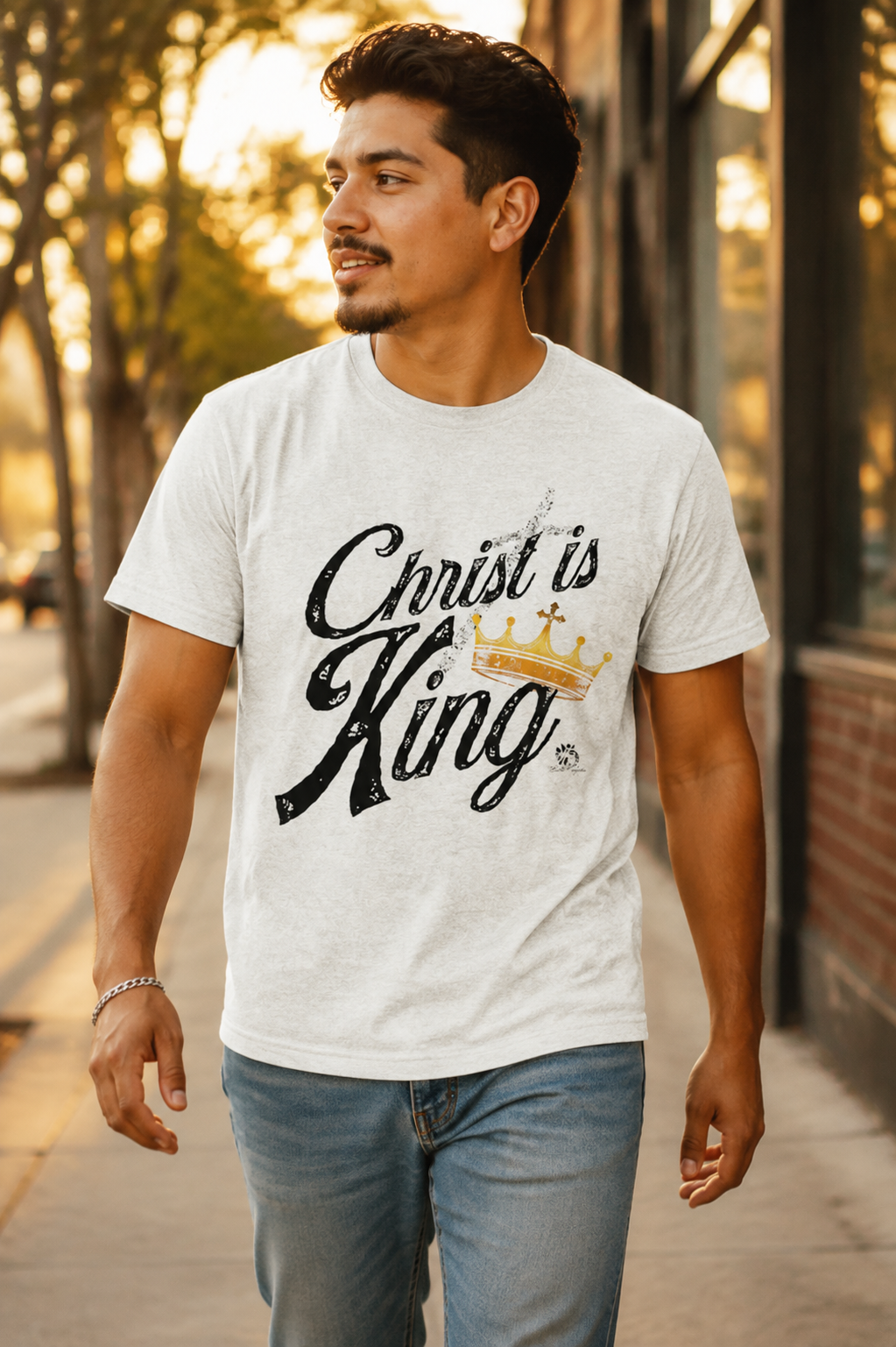 Christ Is King Tee Dark Pallete — Christian Faith Shirt with Crown Graphic