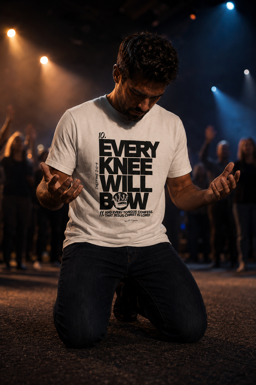Every Knee Will Bow Dark Palette Tee — Christian Faith Graphic T-Shirt