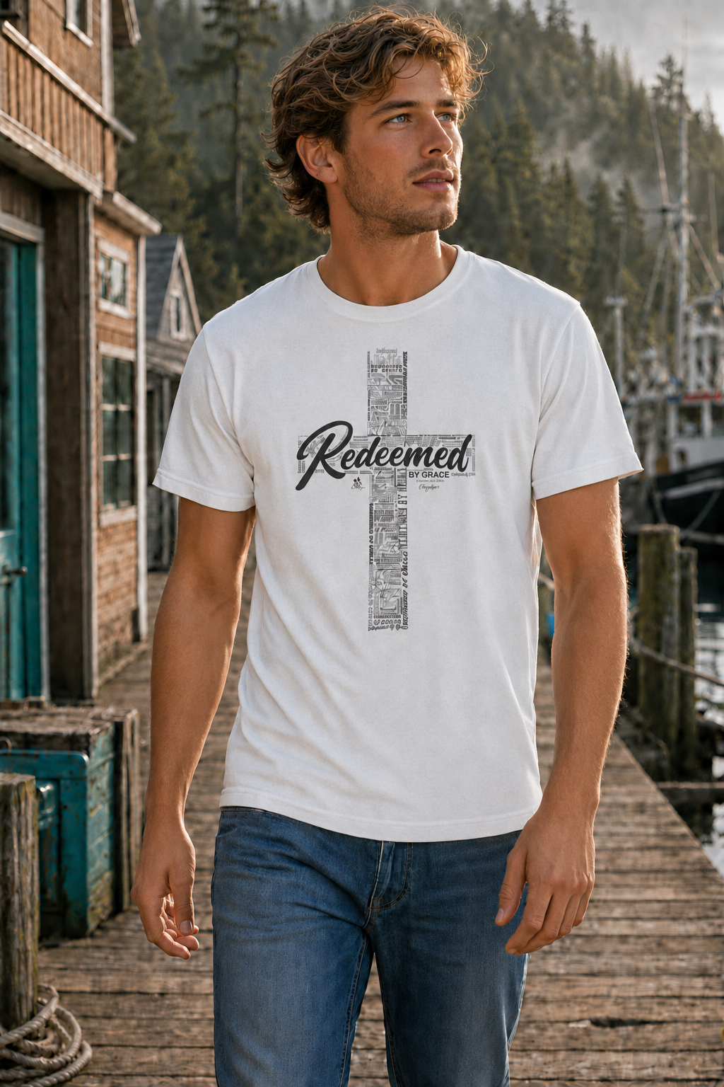 Redeemed by Grace Dark Palette Christian T-Shirt