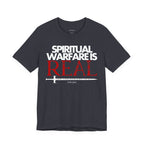 Spiritual Warfare Is Real Light Palette T-Shirt — Christian Faith Tee with Sword Graphic